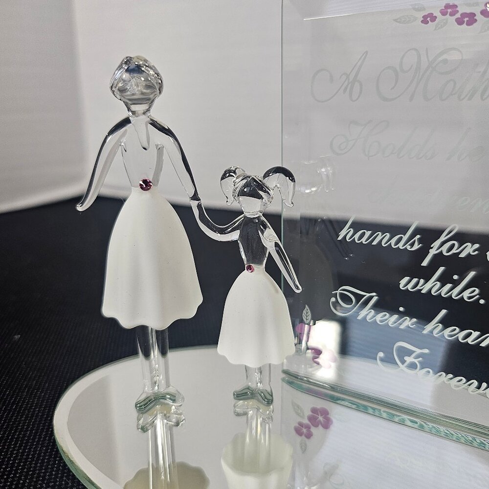 Glass Baron "Mother And Child" Handcrafted Glass Figurines/Mother Daughter Gift